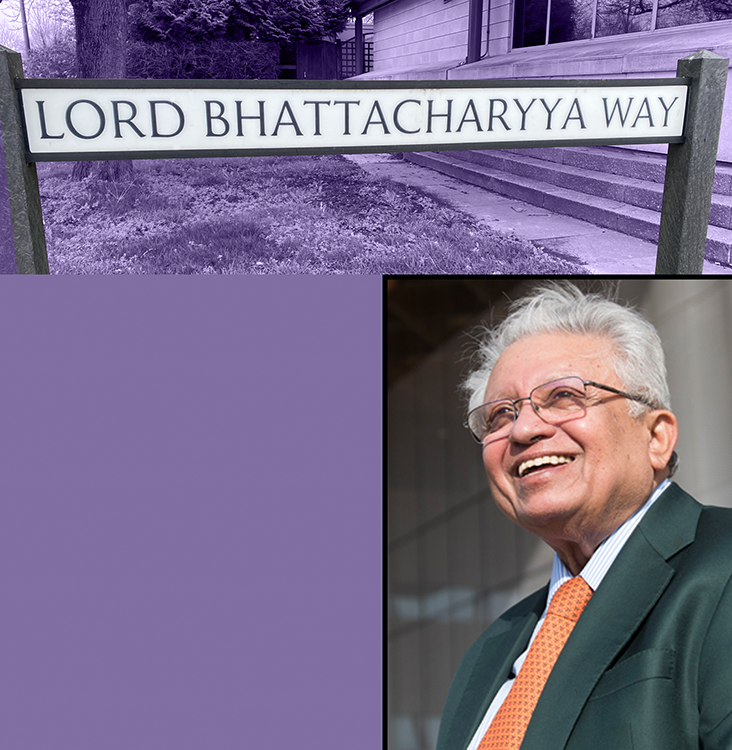 Lord Bhattacharya Way road sign with Lord Bhattacharya 