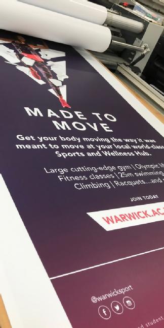 Warwick Sport banner being printed