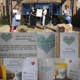 Staff at Leycester House Care home with thank you gifts