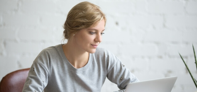 Student on her laptop