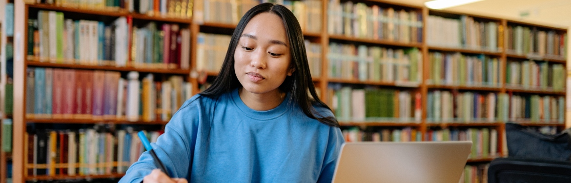 Women studying in the library