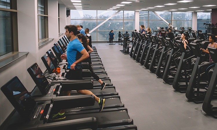 Customers using treadmills to improve their mental wellbeing at Warwick Sport