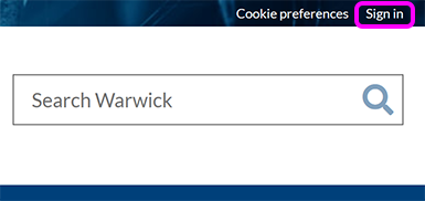 The 'Sign in' link in the top right corner of a SiteBuilder page