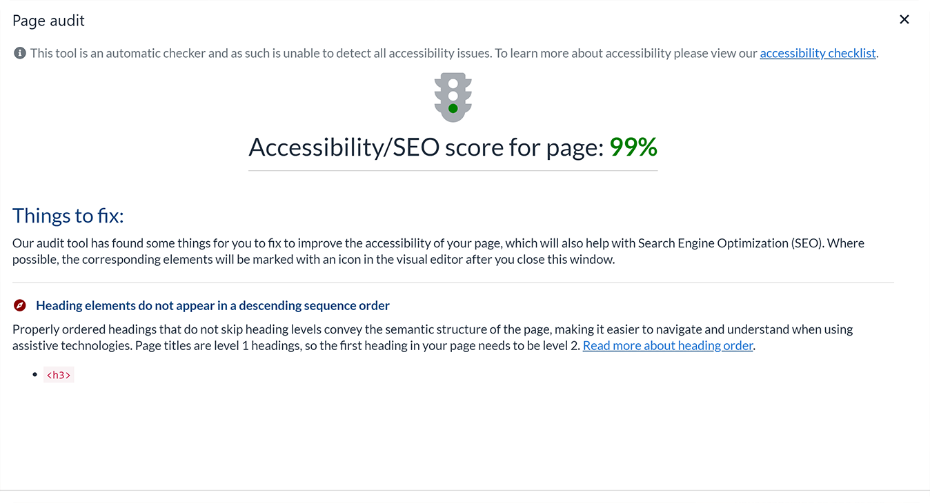 A page audit report
