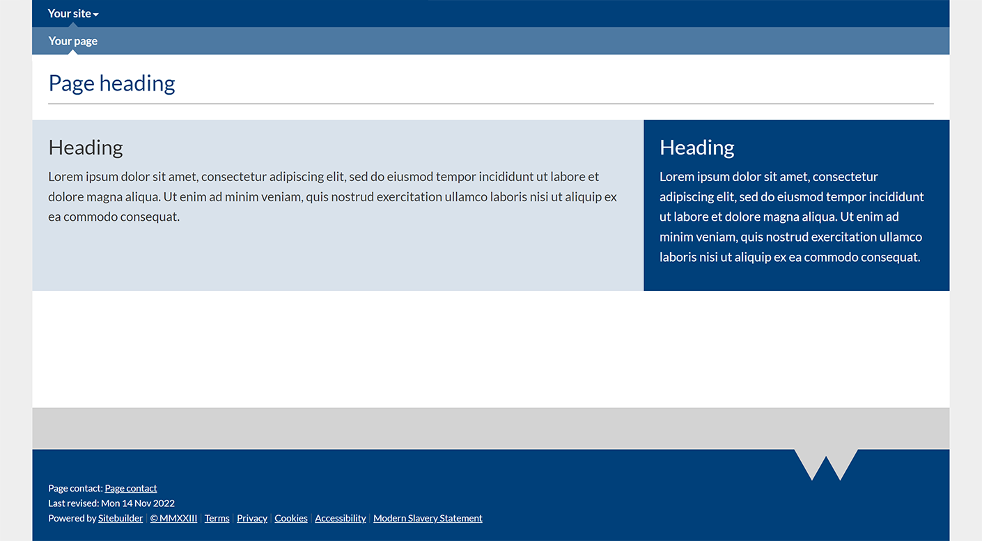 A layout block on a published page, with no gaps between blocks or at the edges of the page