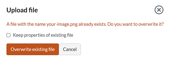 The SiteBuilder 'Overwrite confirmation' screen