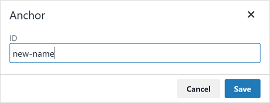 The 'Edit anchor' pop-up