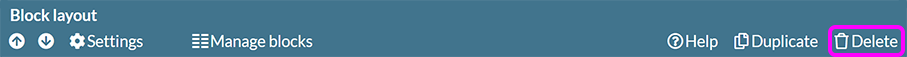 A component toolbar, with the 'Delete' option highlighted