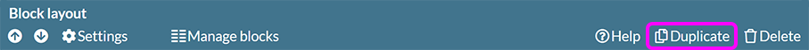 A component toolbar, with the 'Duplicate' option highlighted
