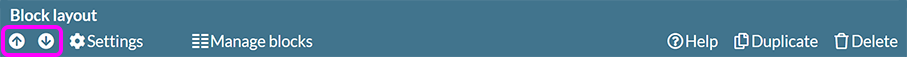 The component toolbar with the repositioning arrows highlighted
