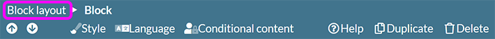 A selected child component, with the parent component name highlighted in the toolbar