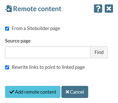 The 'Remote content' pop-up