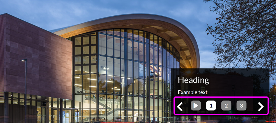 An example of a carousel component, with the slide controls highlighted