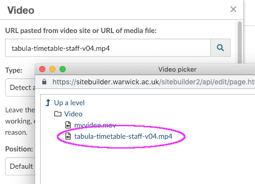 Browse to the video file