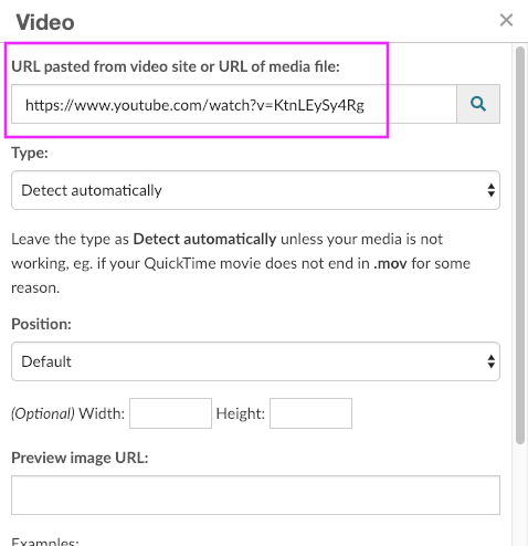 Insert a video from YouTube