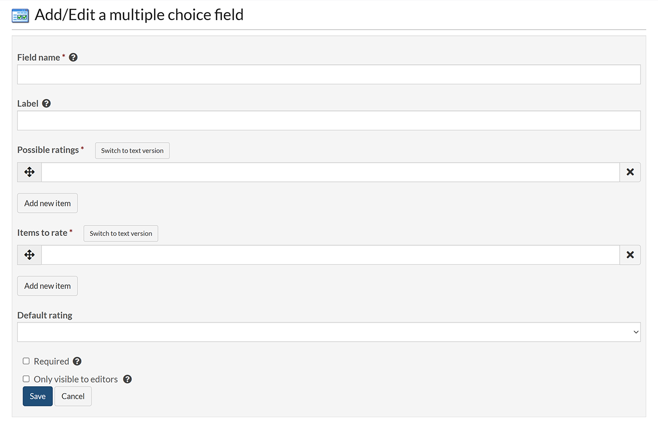 The 'Add/Edit a miltiple choice field' screen