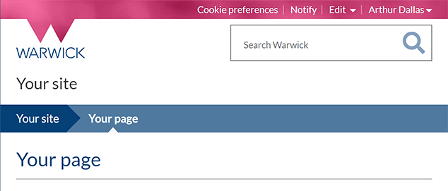 A site title on a page narrower than 767 pixels