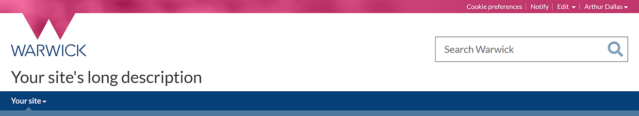 A site title on a page wider than 767 pixels