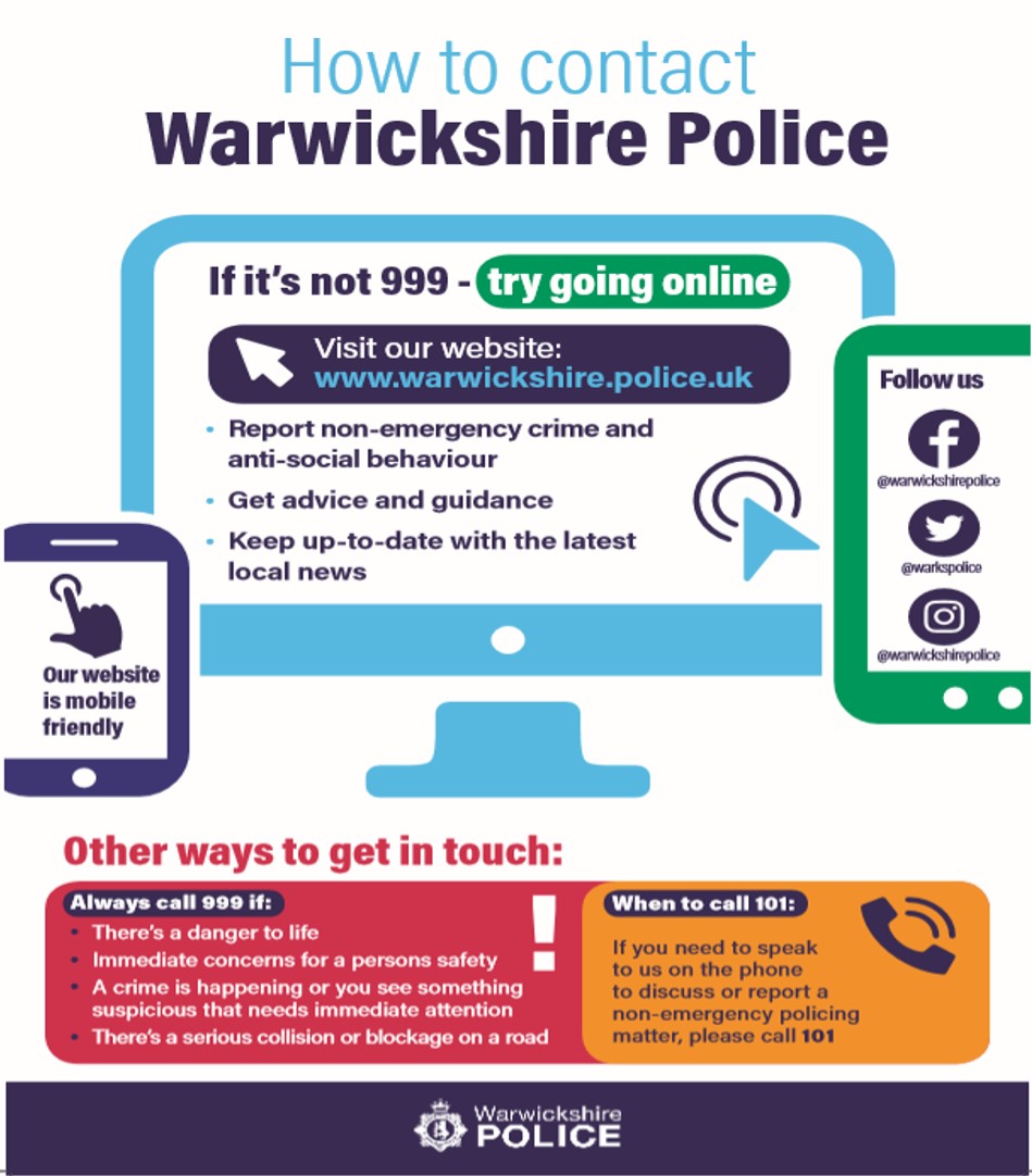 Warwickshire Police contact graphic