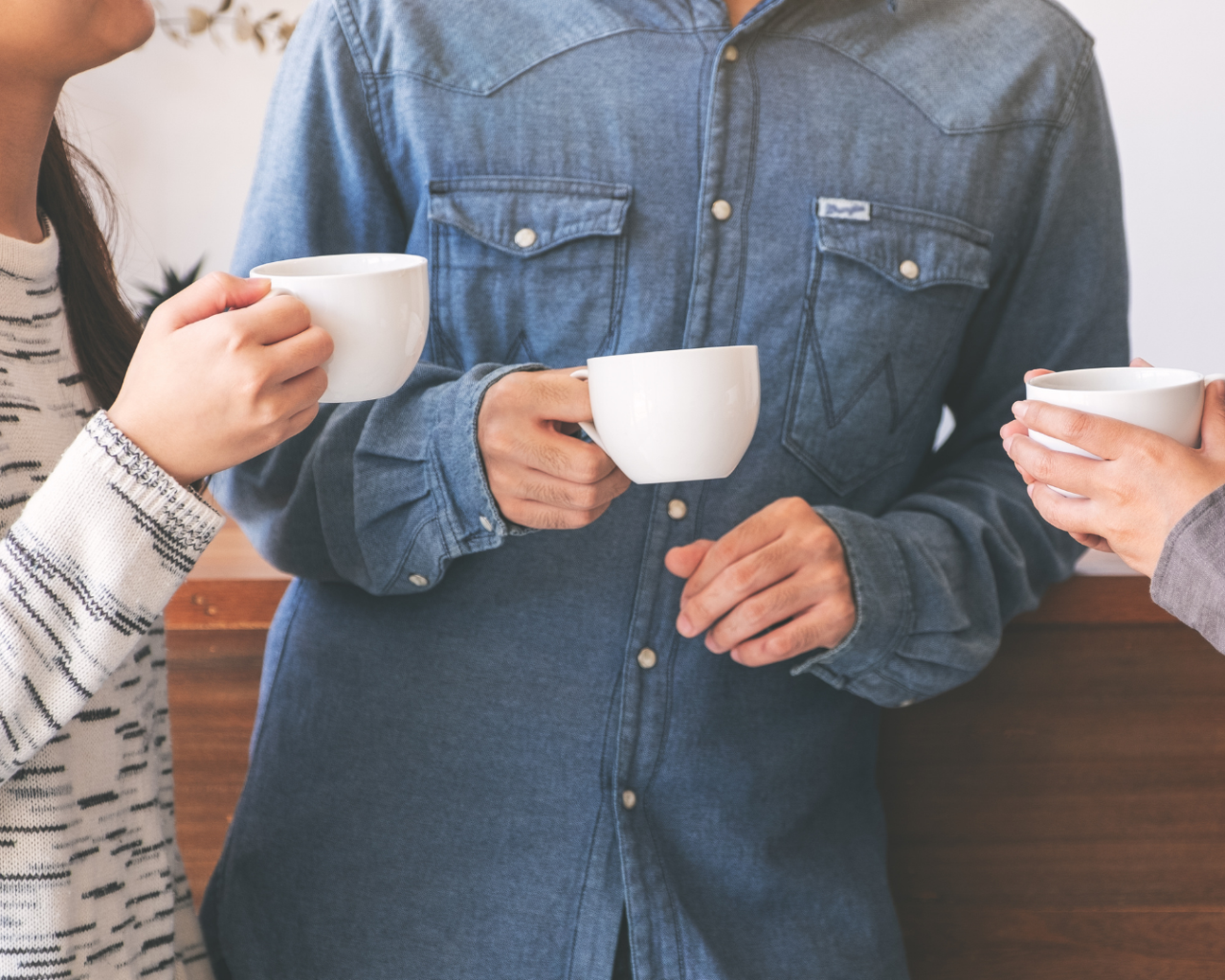 3 people having coffee