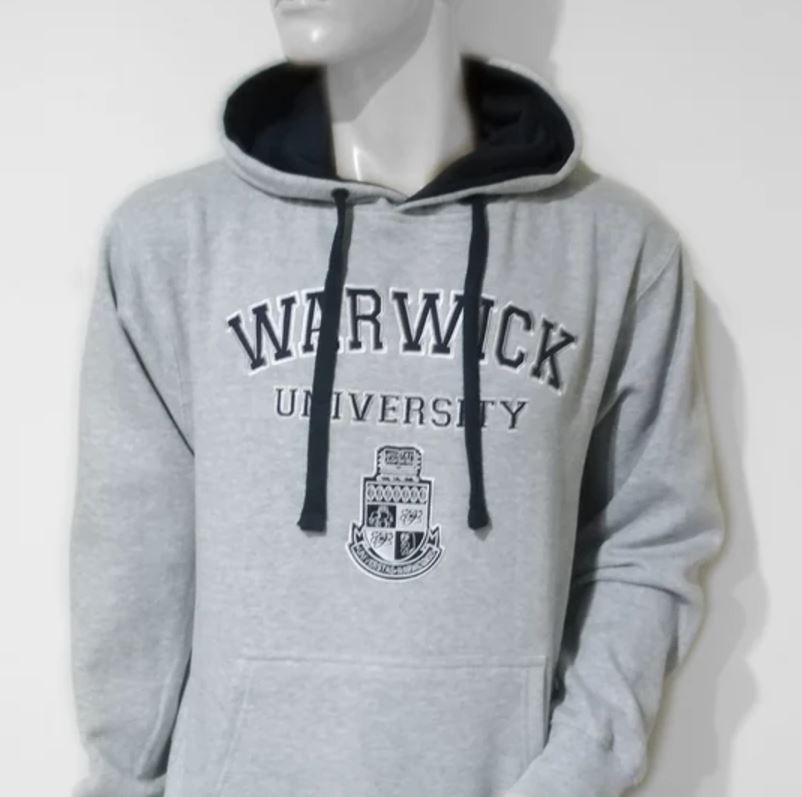 A grey Warwick hoodie.