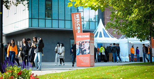 The Take a Break Tent during Welcome Week 2022: a gazebo outside the Arts Centre. 