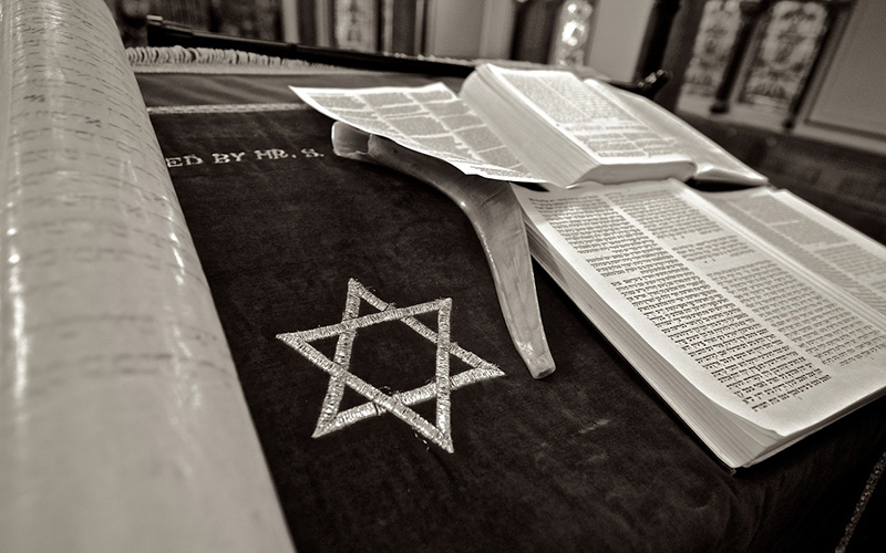 A star of David and the Torah