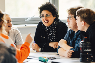 Students around a table