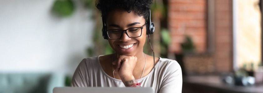 A woman using her computer