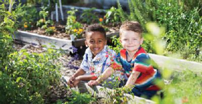 2 boys in garden