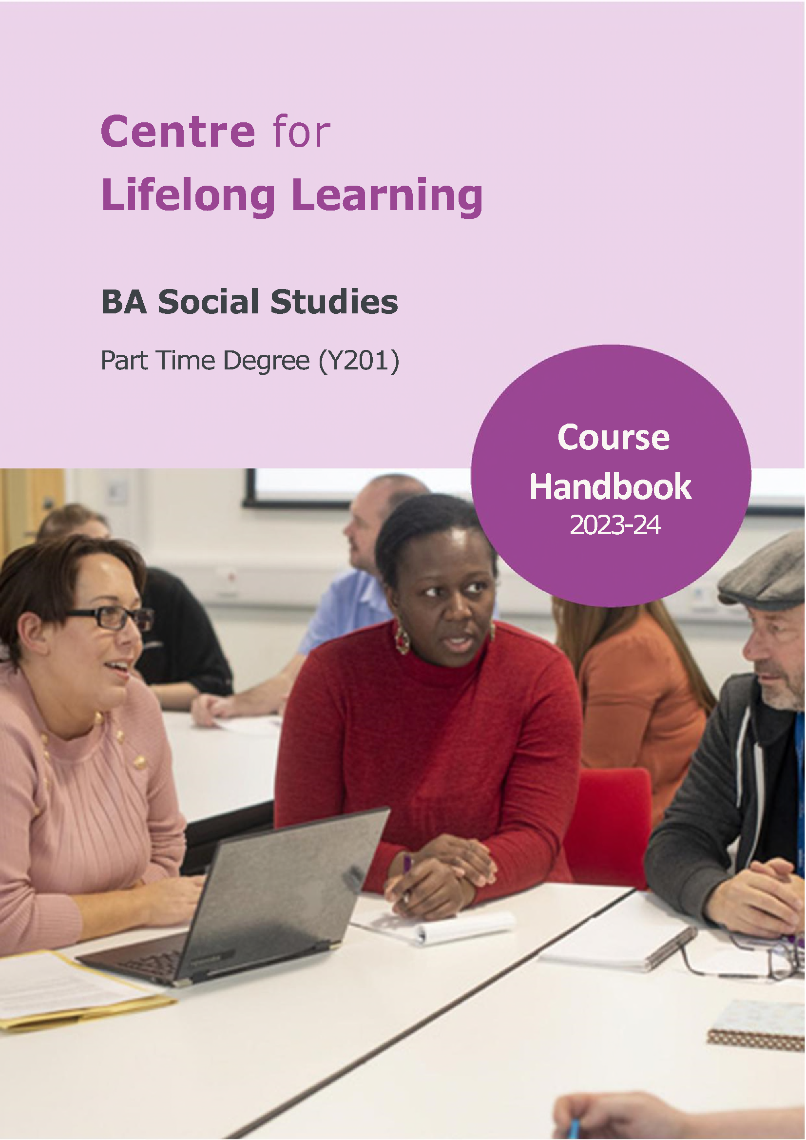 BA Social Studies Part-Time Handbook, Front Cover