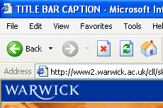Screenshot of the title bar of a page, i.e. the bar at the very top of the browser window, above the menus etc.