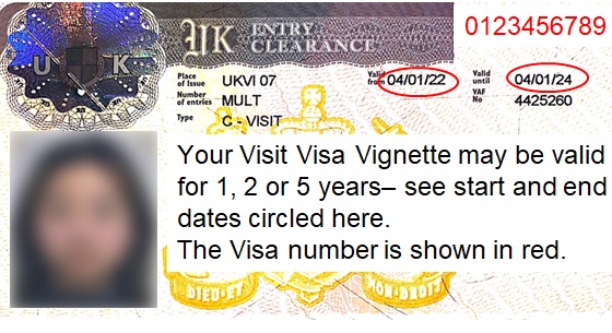 Sample image of a Visit Visa vignette