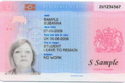Example of a Biometric Residence Permit (BRP) 