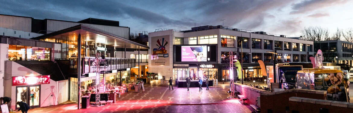 University of Warwick piazza in the evening