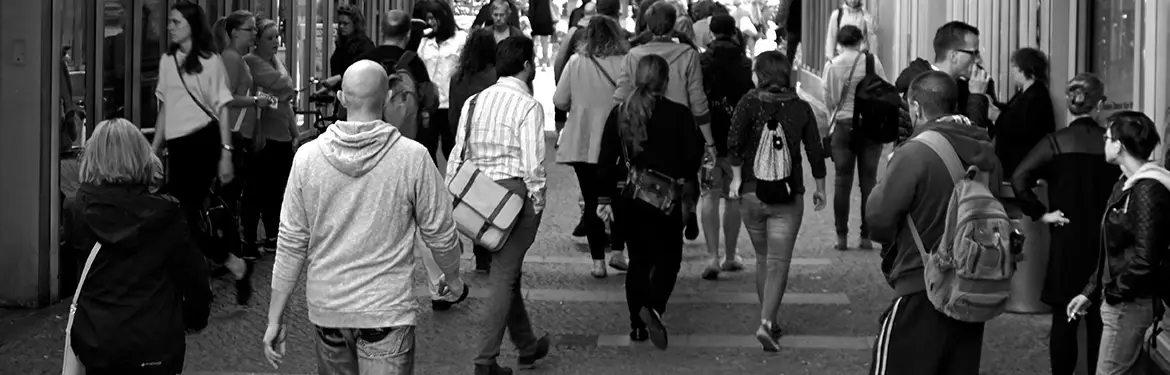 People walking in a pedestrian area