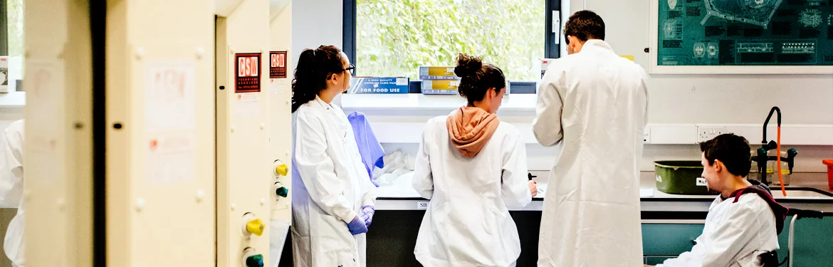 Students in a university lab environment.