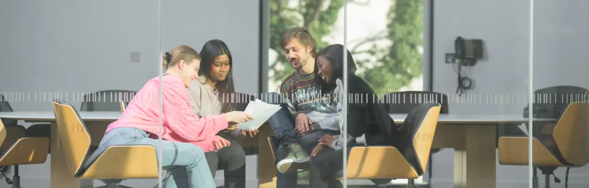 Management students talking