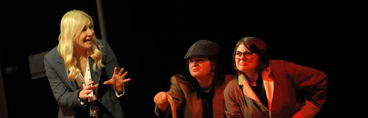 Drama students rehearsing a play