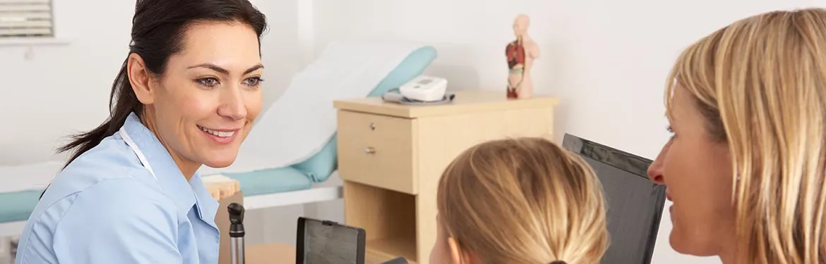 Nurse talking to patients