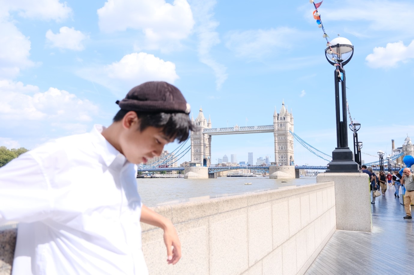 Image of student posing in front of Tower London and River Thames