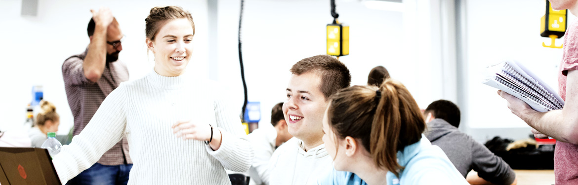 students discussing engineering