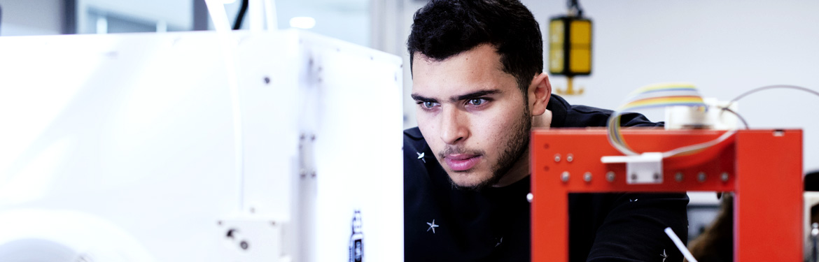 Mechanical Engineering student in the workshop at University of Warwick