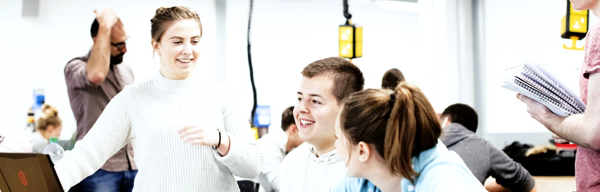 Students discussing engineering