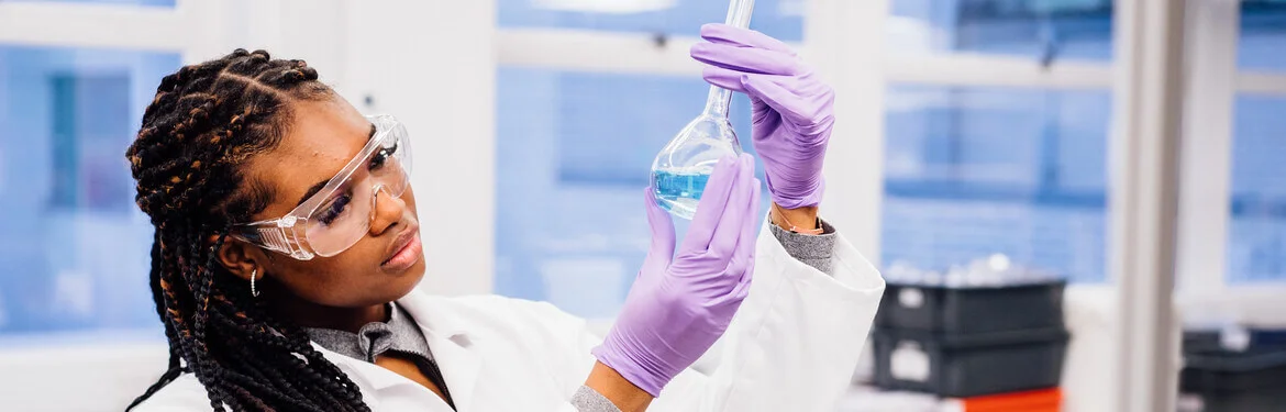 Student in a chemistry lab at University of Warwick
