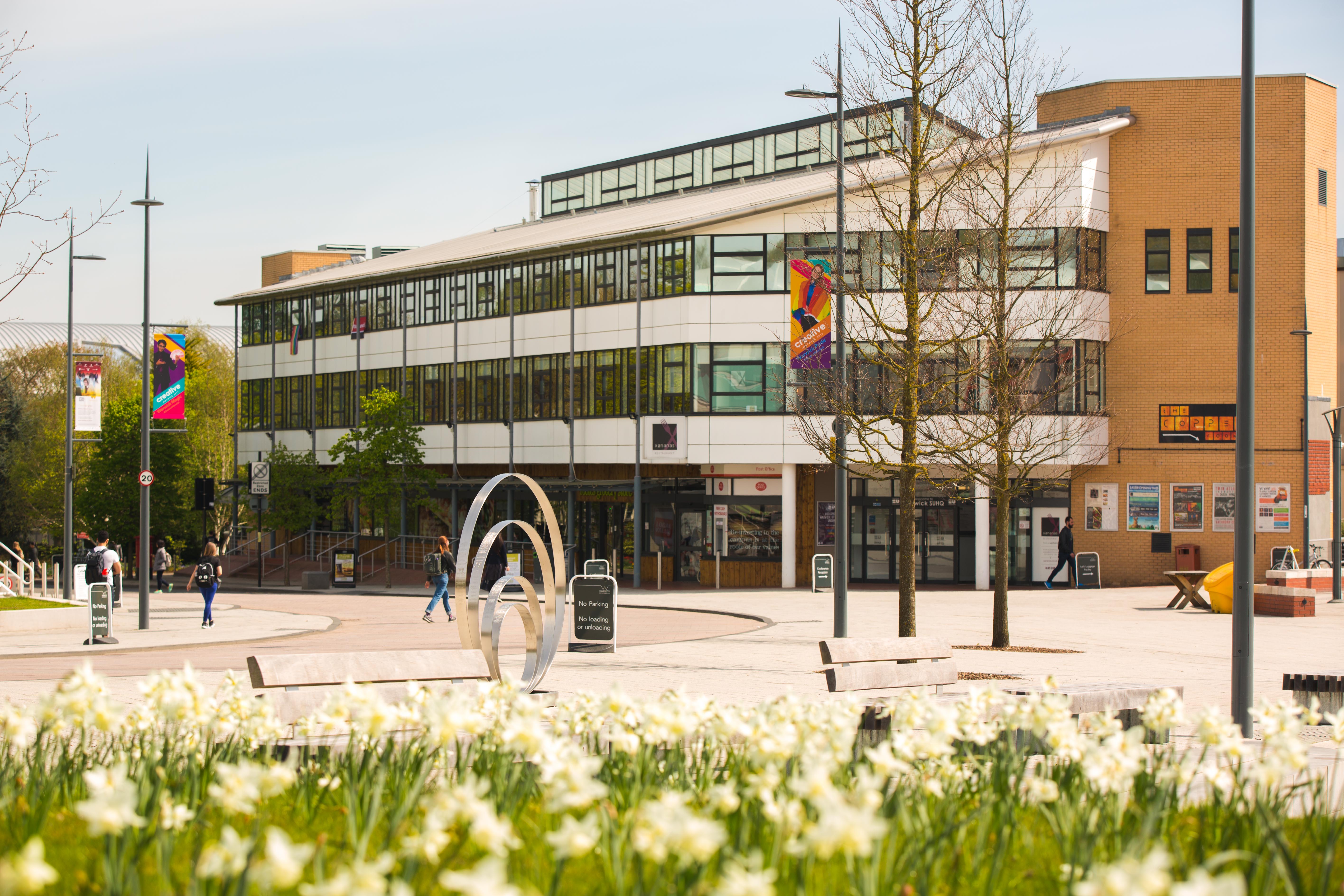 Central campus with beautiful flowers 