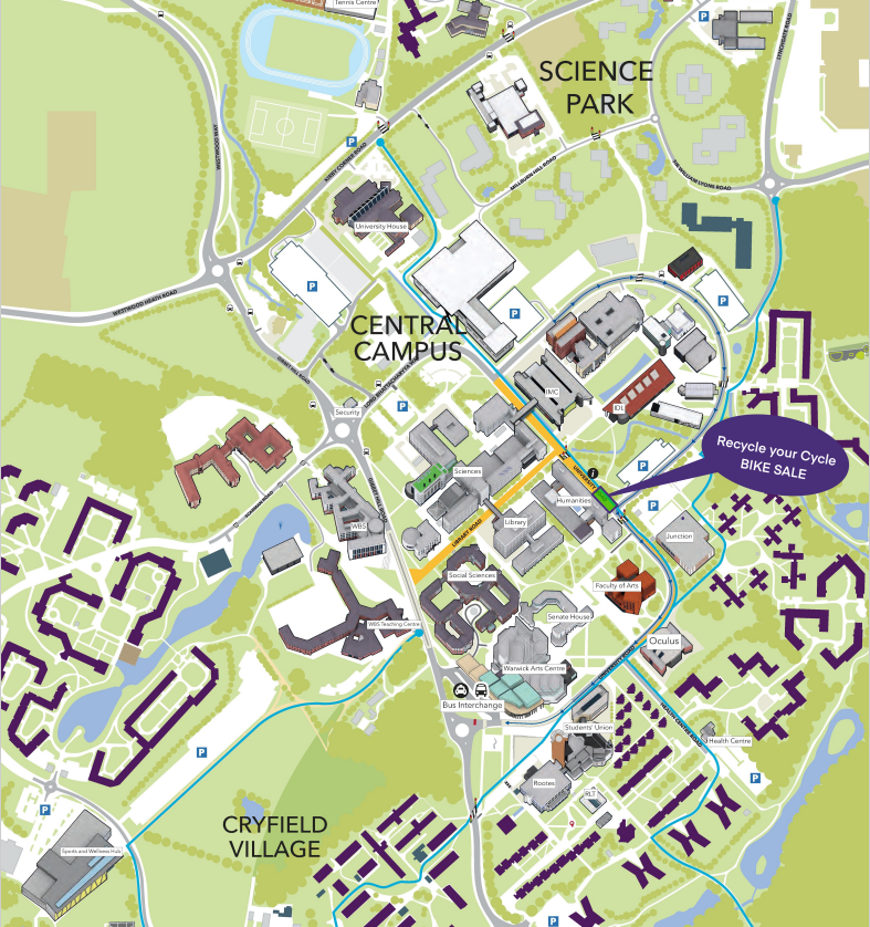 Location of the bike sale (on University Road outside the Psychology building's alleyway)