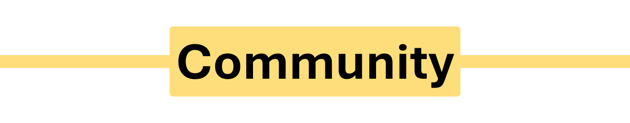 Yellow banner with 'Community' text