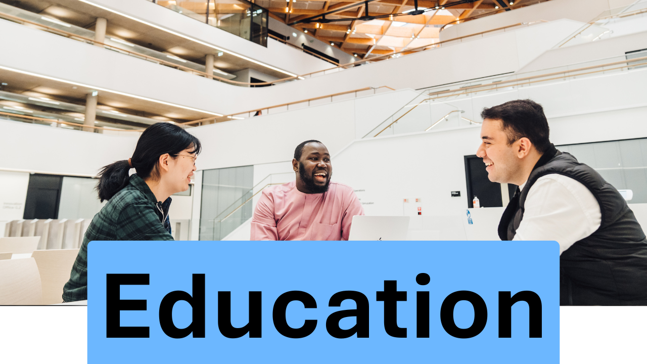 Blue banner with 'Education' text