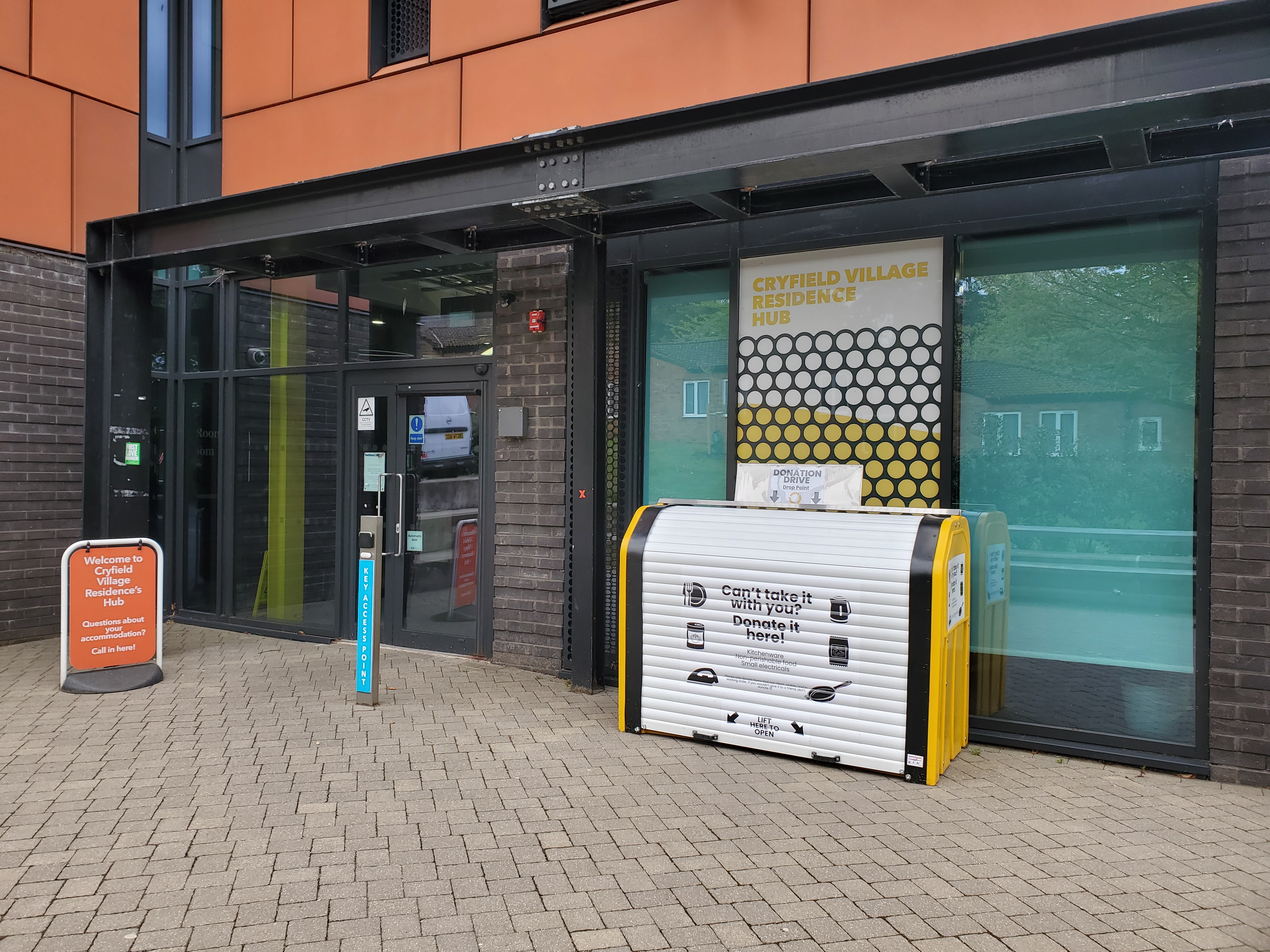 Donation Drive - Donation bunker at Cryfield